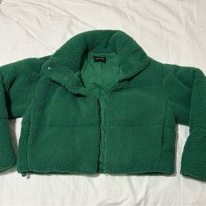 Love Tree Green Sherpa-Lined Jacket